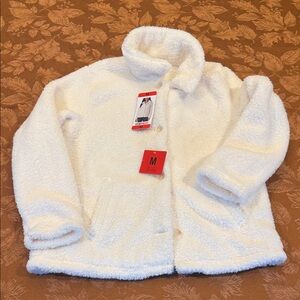 32 Degree Heat Women's Cozy Super Soft Fleece Button Jacket Cream medium NEW